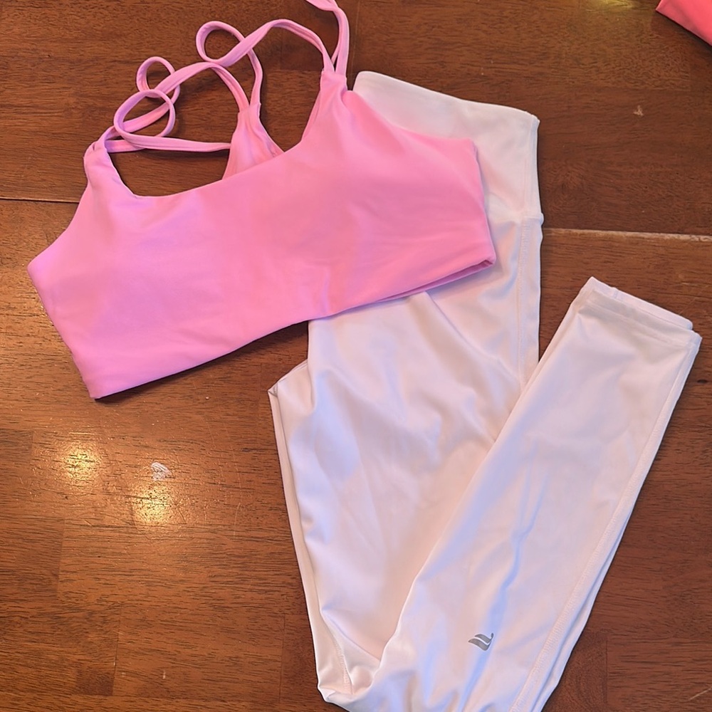 Fabletics Pink and White Activewear Set